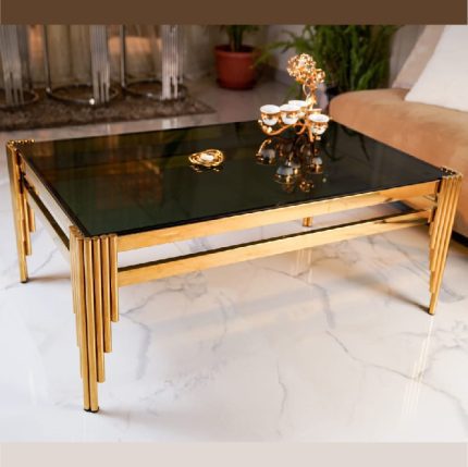 Fume Glass Coffee Table, Gold, 110x60x45cm