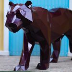 Panther Statues, Steel, Maroon, 226.7x46.1x102.8cm. - Image 2
