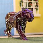 Panther Statues, Steel, Maroon, 226.7x46.1x102.8cm. - Image 3