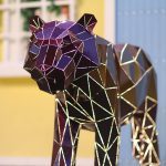Panther Statues, Steel, Maroon, 226.7x46.1x102.8cm. - Image 4