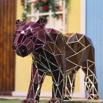 Panther Statues, Steel, Maroon, 226.7x46.1x102.8cm. - Image 5