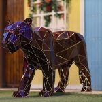 Panther Statues, Steel, Maroon, 226.7x46.1x102.8cm. - Image 6