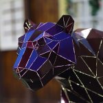 Panther Statues, Steel, Maroon, 226.7x46.1x102.8cm. - Image 7