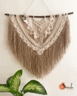 Large macrame wall hanging with tassels of jute