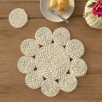 Halfa Flower Shape Placemat, Antique White