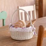Wicker Basket with Handles, Antique White