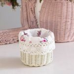 Mini Tube Wicker Basket, Antique White