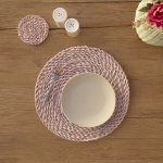 Halfa Round Placemat, Pale Pink