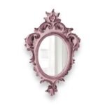 Pretty Shabby Wall Mirror Oval Chic, Pale Pink