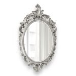 Pretty Shabby Wall Mirror Oval Vintage, Antique White