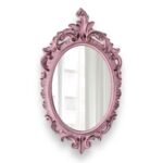 Pretty Shabby Wall Mirror Oval Vintage, Pale Pink