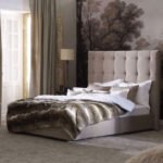 Tall Fabric bed with buttoned headboard (120×120×195cm)