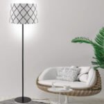 Steel Floor Lamp with Fabric Lampshade (165x40cm)