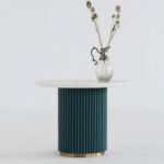 White Marble Ribbed Side Table