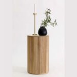 Ribbed Wood Side Table