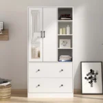 دولاب خشب إم دي إف أبيض، ١٦٠×١٢٠×٥٢ سم