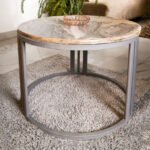 Marble & Iron Round Accent Table (80x45cm)