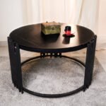 Metal Round Coffee Table, Black, 80x45cm
