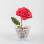 Flower Shot Vase, Hot Peach Orange-7×7×17cm.