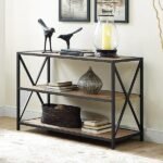 Black Metal Console with Shelves, 195x160x120cm