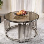 Round Steel Coffee Table, Silver, 80x45cm
