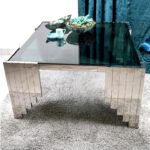 Glass Coffee Table, Silver, 80x45cm