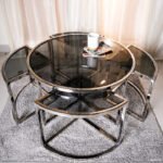 Nesting Glass Coffee Table, Silver, 80x45cm