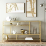 Steel Console Gold With Glass Top, 120x90cm