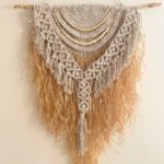 Boho Macramé Wall Hanging, White, 70×100cm.