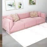 Sleek Modern Sofa, Pink, 160x85x80cm.