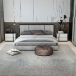 Opulent Oak Bed, Silver, 210x120x100cm.