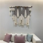 Rainbow Macramé Wall Hanging, Grey, 110×100cm.