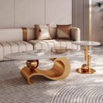 White & Gold Coffee Table Set (120x65x45cm)