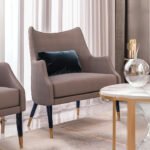 Elegant Armchair, Coffee Brown, 75x80cm.