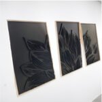 Monochrome Bloom wall décor set, Black, 70x150x3cm.