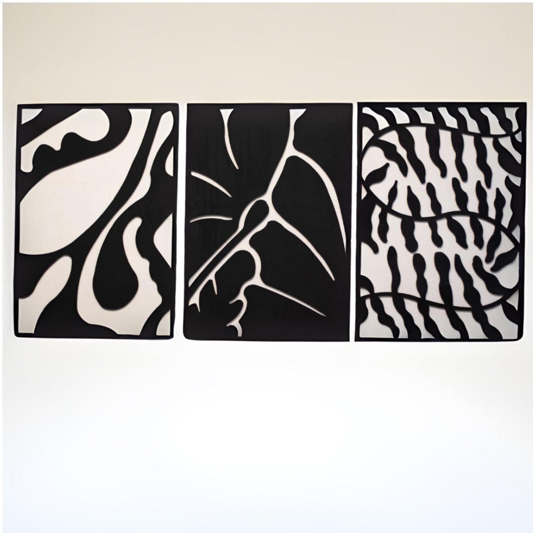 Untitled-1-05 طقم ديكور حائط جوهر الطبيعة التجريدي، أسود، ٧٠×١٥٠×٠.٨ سم - الصورة 1