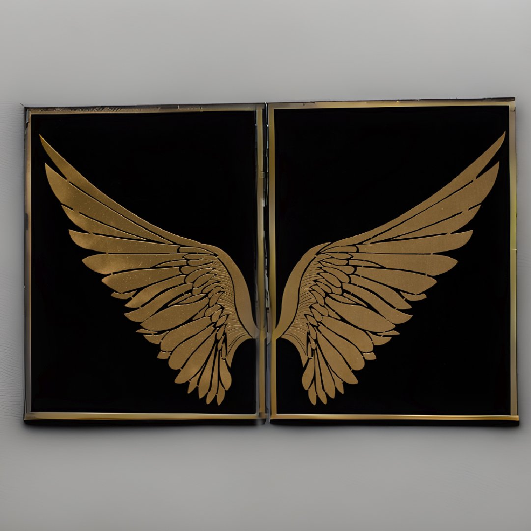 Untitled-1-06 Golden Wings wall décor set, Black, 70x100x0.8cm. - Image 1