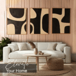 Abstract Harmony wall décor set, Beige, 70x150x3cm.
