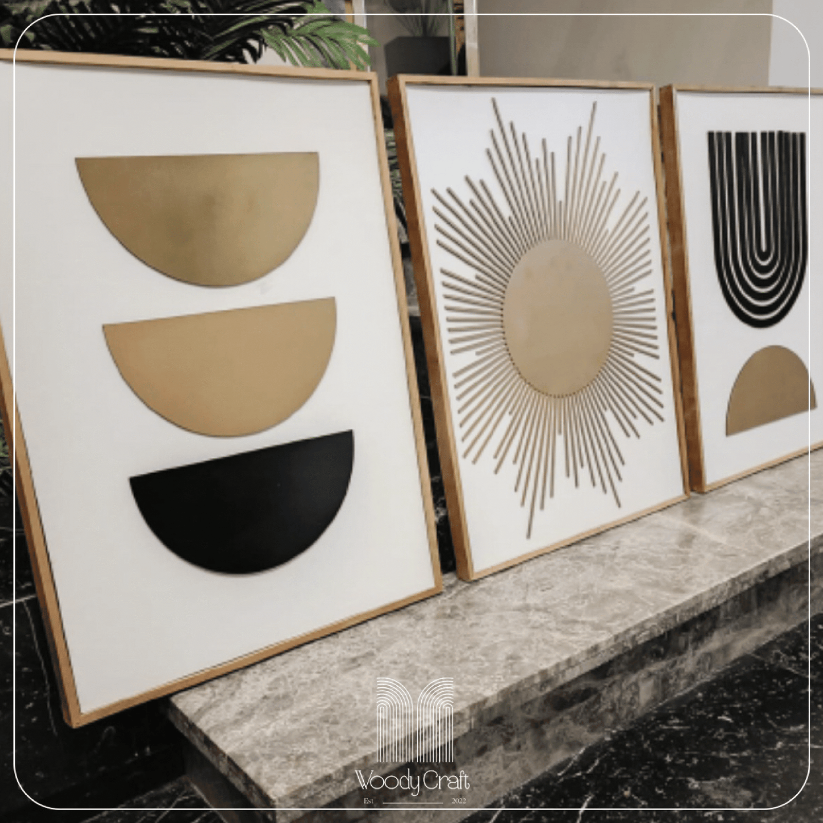 w-03 Golden Horizon wall décor set, White, 70x150x3cm. - Image 1