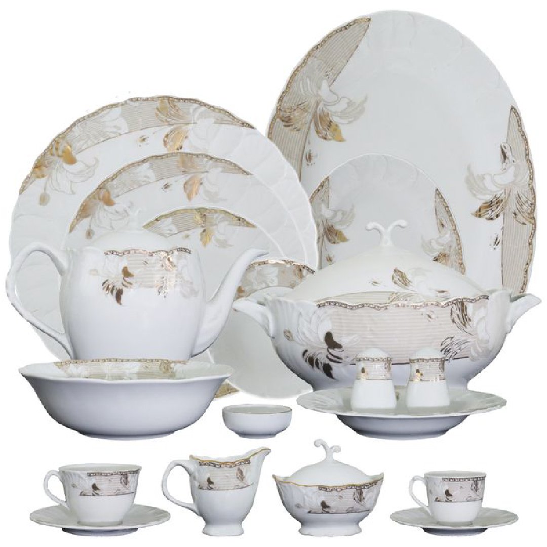 01-37 طقم عشاء - مجموعة زهور ياسمين - إصدار بلو نايل - ٨٠ قطعة - الصورة 1