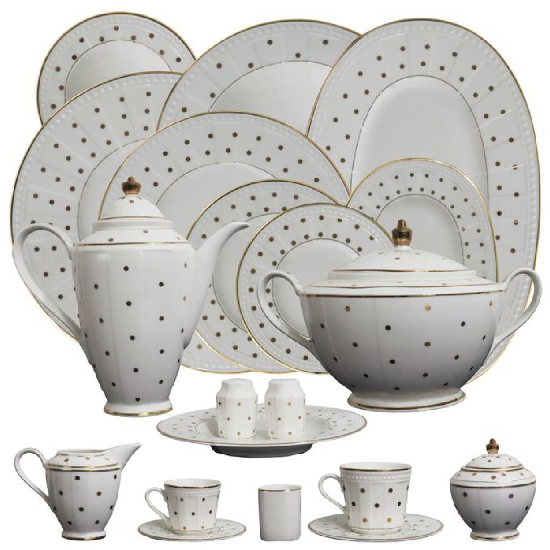 01-40 طقم عشاء - مجموعة ووتر ويل آيفوري - إصدار كلاسيك جولد - ٧٢ قطعة - الصورة 1