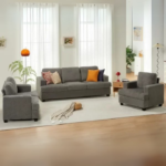 Sofa Set, Grey, 3-Seater: 220x90cm, 2-Seater: 160x90cm.