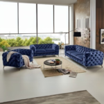 Sofa Set, Blue, 3-Seater: 220x90cm, 2-Seater: 160x90cm.