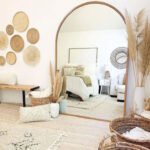 Arch wood mirror, Brown, 110x180cm.