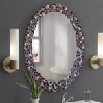 Oval mosaic mirror, Brown, 60x120cm.