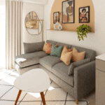 Corner L Shape, Light Grey, 180x280x75cm.