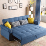 Sofa Bed, Blue, 220x85x75cm.