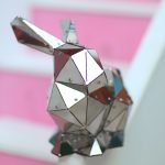 Rabbit Statues, Steel, Silver, 32.3x26x30cm.