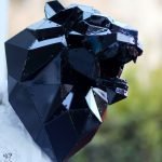 Lion Head Statues, Black, 70x55.2x42.7cm. - Image 2