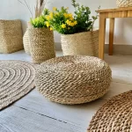 كرسي (ستول) منسوج يدويًا، بيج، ٤٢×٤٢×١٠ سم